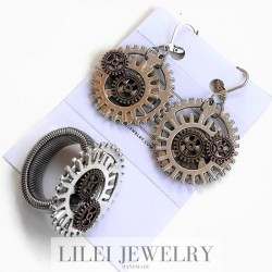 Silk Tassel Flower Earrings ENAMEL Transformer style by Lilei Jewelry