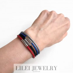 Черный браслет на вощенной нити с трубочками (ручная работа) Lilei Jewelry