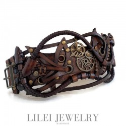 Черный браслет на вощенной нити с трубочками (ручная работа) Lilei Jewelry